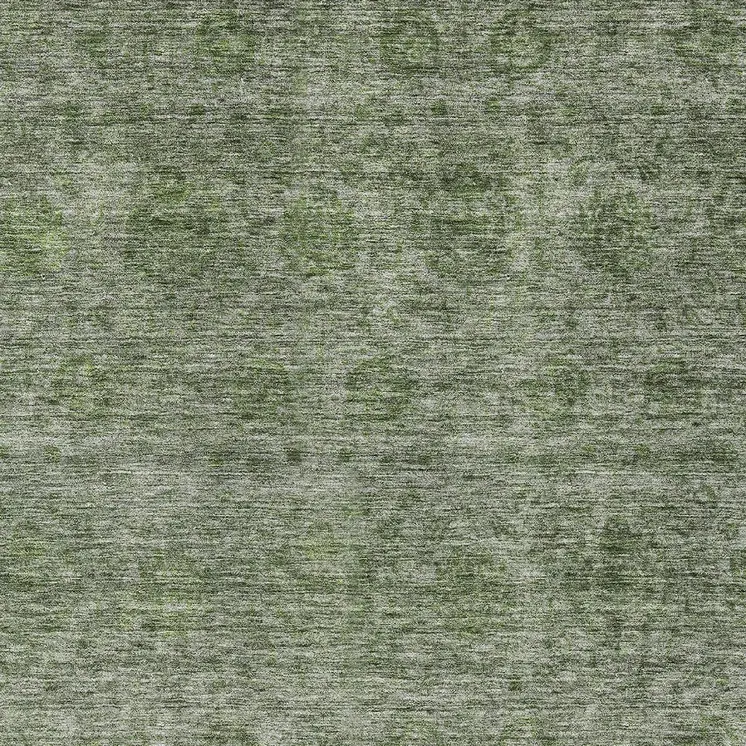 10' X 14' Olive Green And Beige Floral Washable Indoor Outdoor Area Rug