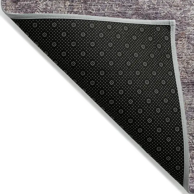 3' X 5' Plum And Lavender Floral Washable Indoor Outdoor Area Rug