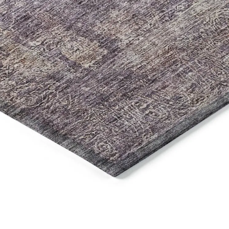 3' X 5' Plum And Lavender Floral Washable Indoor Outdoor Area Rug
