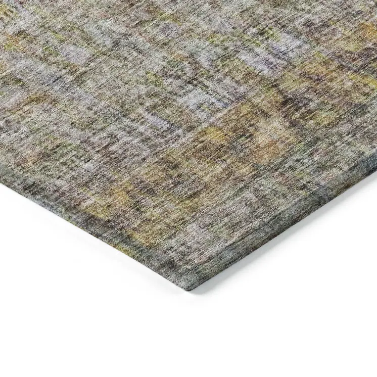 9' X 12' Blue Green And Gold Floral Washable Indoor Outdoor Area Rug