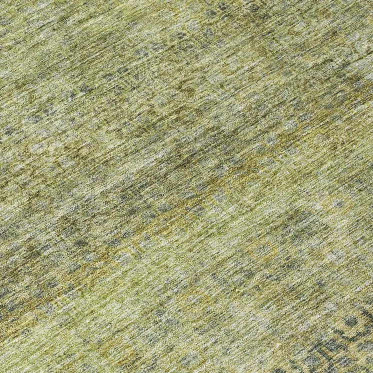 8' Artichoke Green Brown And Gray Round Striped Washable Indoor Outdoor Area Rug