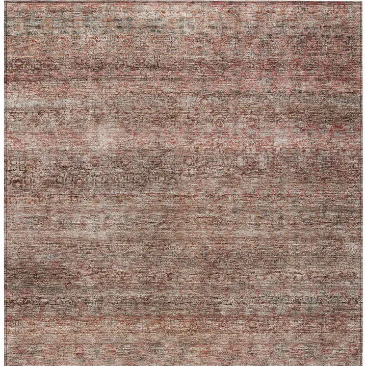3' X 5' Coral And Black Striped Washable Indoor Outdoor Area Rug