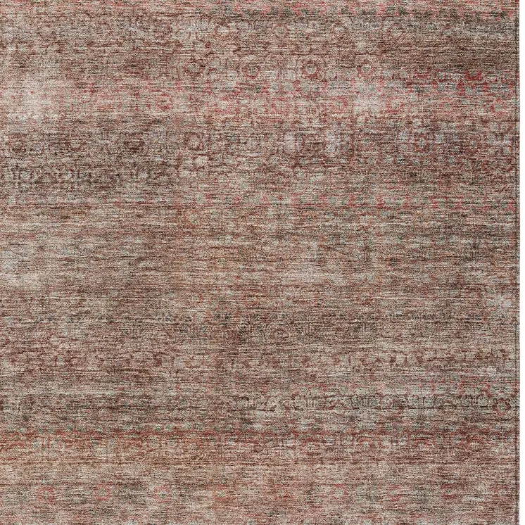 9' X 12' Coral And Black Striped Washable Indoor Outdoor Area Rug