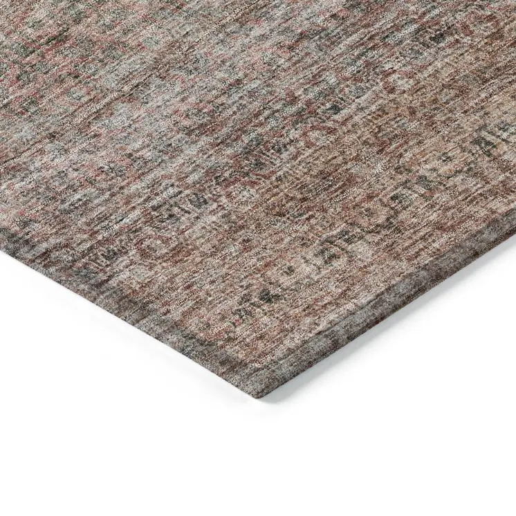10' X 14' Coral And Black Striped Washable Indoor Outdoor Area Rug