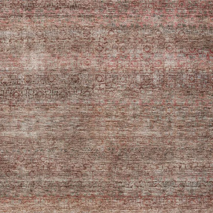 10' X 14' Coral And Black Striped Washable Indoor Outdoor Area Rug