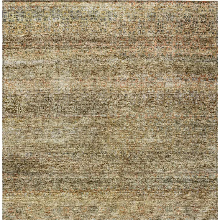3' X 5' Wheat And Brown Striped Washable Indoor Outdoor Area Rug