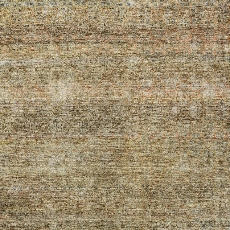 10' X 14' Wheat And Brown Striped Washable Indoor Outdoor Area Rug