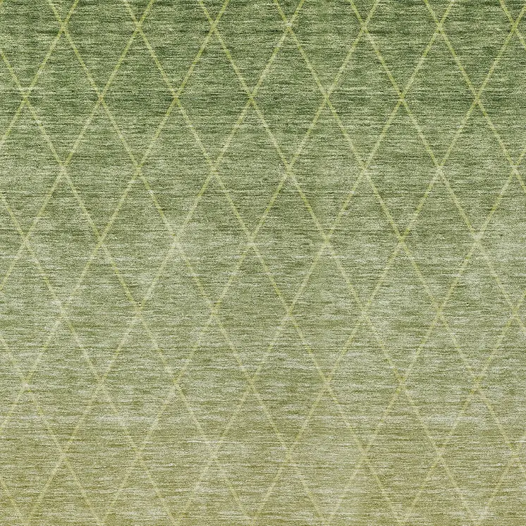 3' X 5' Artichoke Green And Beige Geometric Washable Indoor Outdoor Area Rug