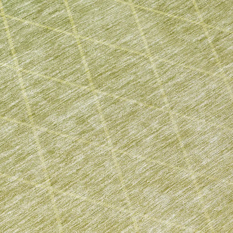 8' Artichoke Green And Beige Round Geometric Washable Indoor Outdoor Area Rug