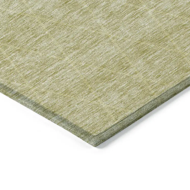 10' X 14' Artichoke Green And Beige Geometric Washable Indoor Outdoor Area Rug