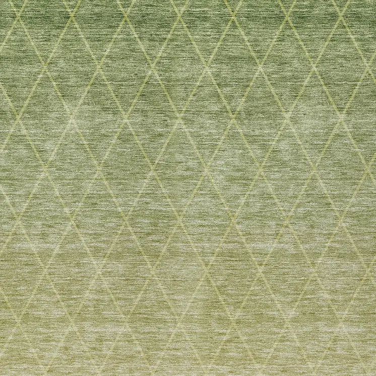 10' X 14' Artichoke Green And Beige Geometric Washable Indoor Outdoor Area Rug