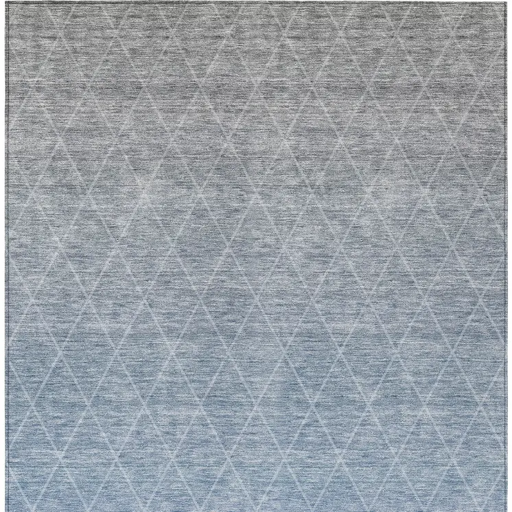 5' X 8' Blue And Gray Geometric Washable Indoor Outdoor Area Rug