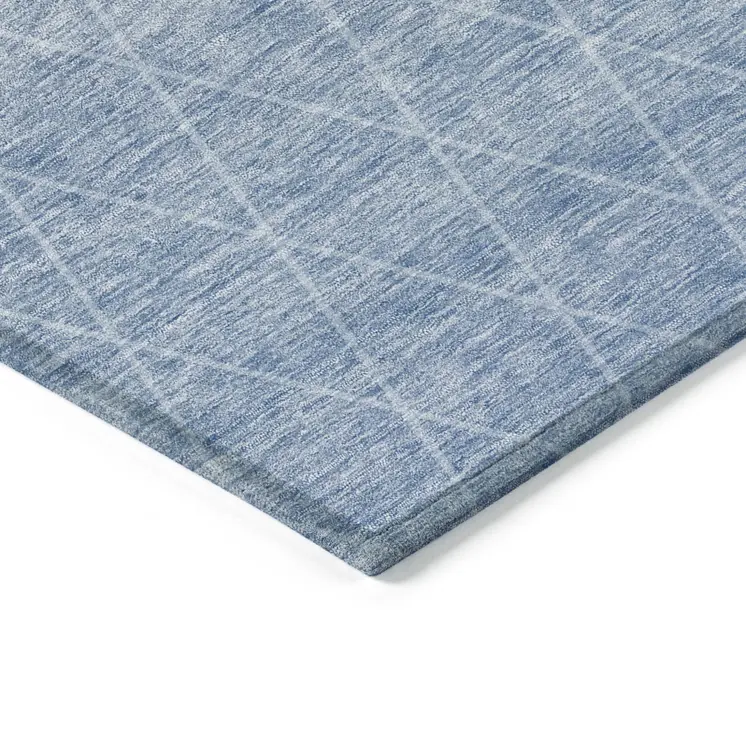 5' X 8' Blue And Gray Geometric Washable Indoor Outdoor Area Rug