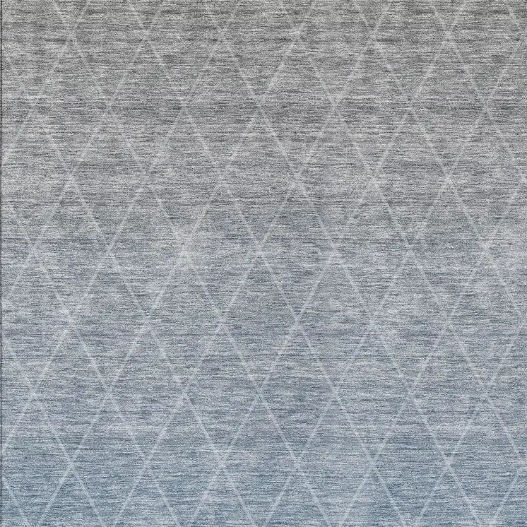 5' X 8' Blue And Gray Geometric Washable Indoor Outdoor Area Rug