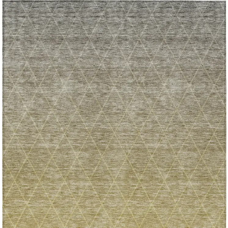 5' X 8' Gold And Gray Geometric Washable Indoor Outdoor Area Rug