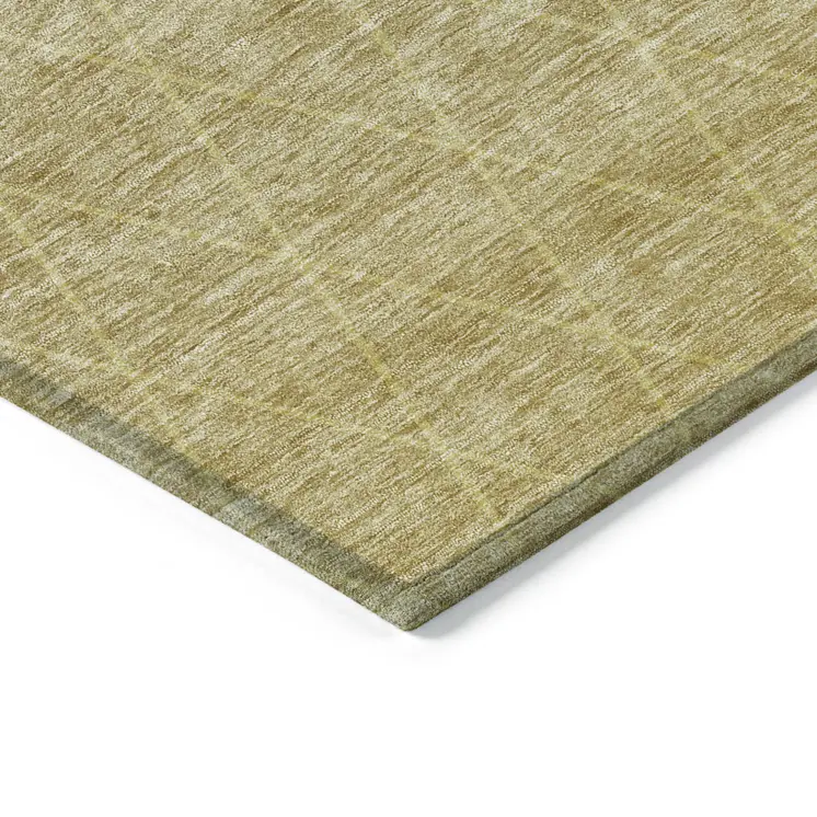 5' X 8' Gold And Gray Geometric Washable Indoor Outdoor Area Rug