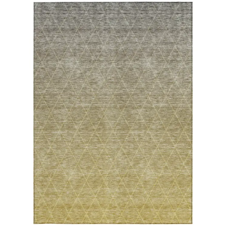 8' X 10' Gold And Gray Geometric Washable Indoor Outdoor Area Rug