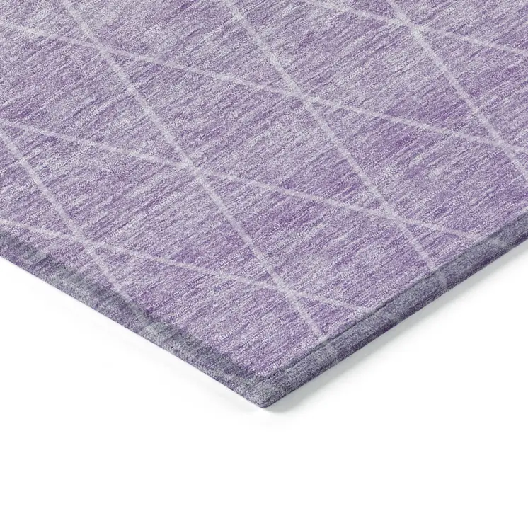 3' X 5' Lavender And Gray Geometric Washable Indoor Outdoor Area Rug