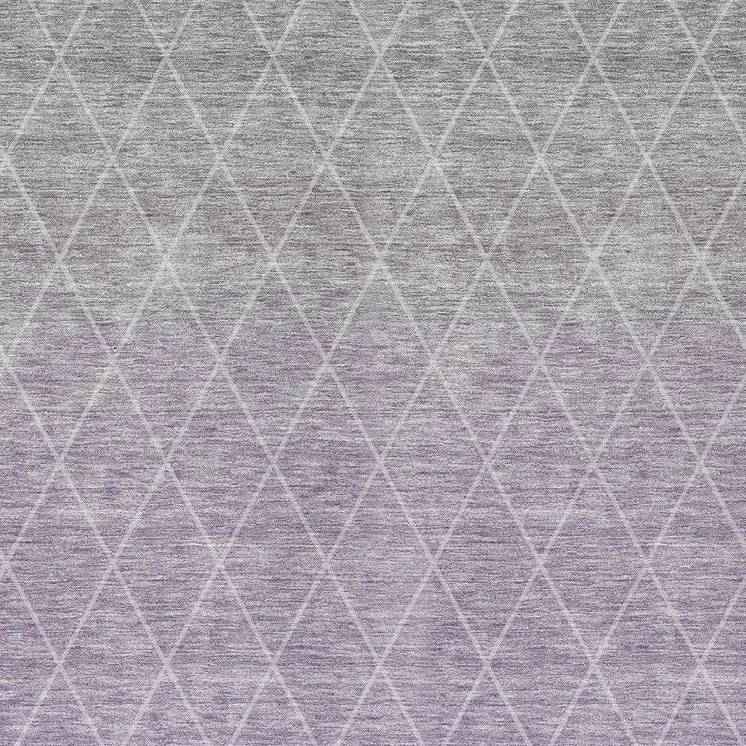 3' X 5' Lavender And Gray Geometric Washable Indoor Outdoor Area Rug