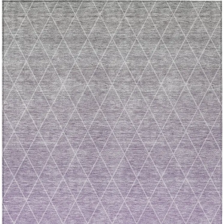 5' X 8' Lavender And Gray Geometric Washable Indoor Outdoor Area Rug