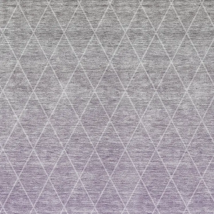 8' X 10' Lavender And Gray Geometric Washable Indoor Outdoor Area Rug