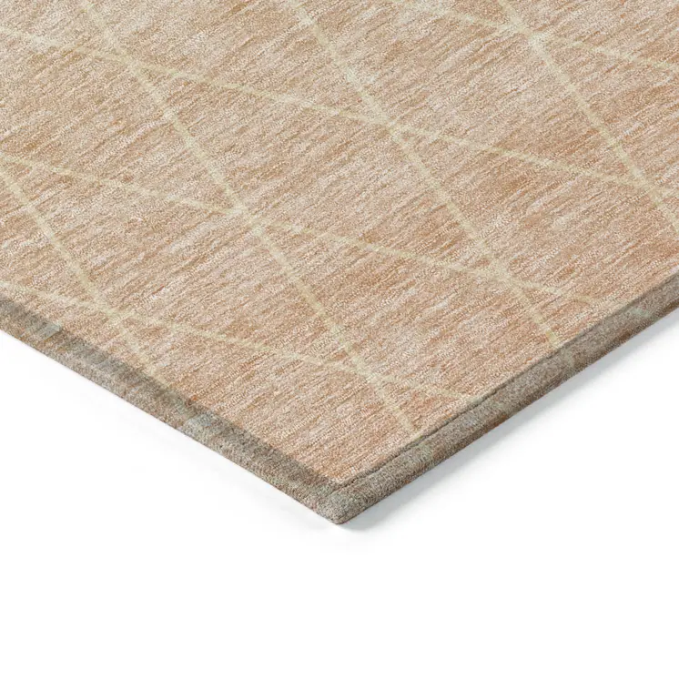 3' X 5' Salmon And Beige Geometric Washable Indoor Outdoor Area Rug