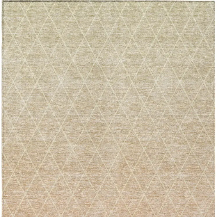 10' X 14' Salmon And Beige Geometric Washable Indoor Outdoor Area Rug