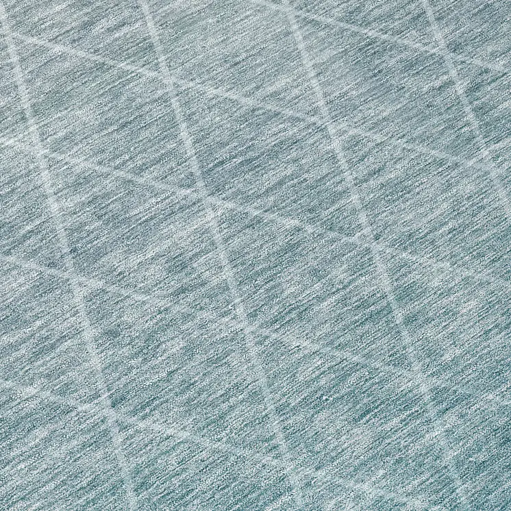 8' Teal Blue And Gray Round Geometric Washable Indoor Outdoor Area Rug