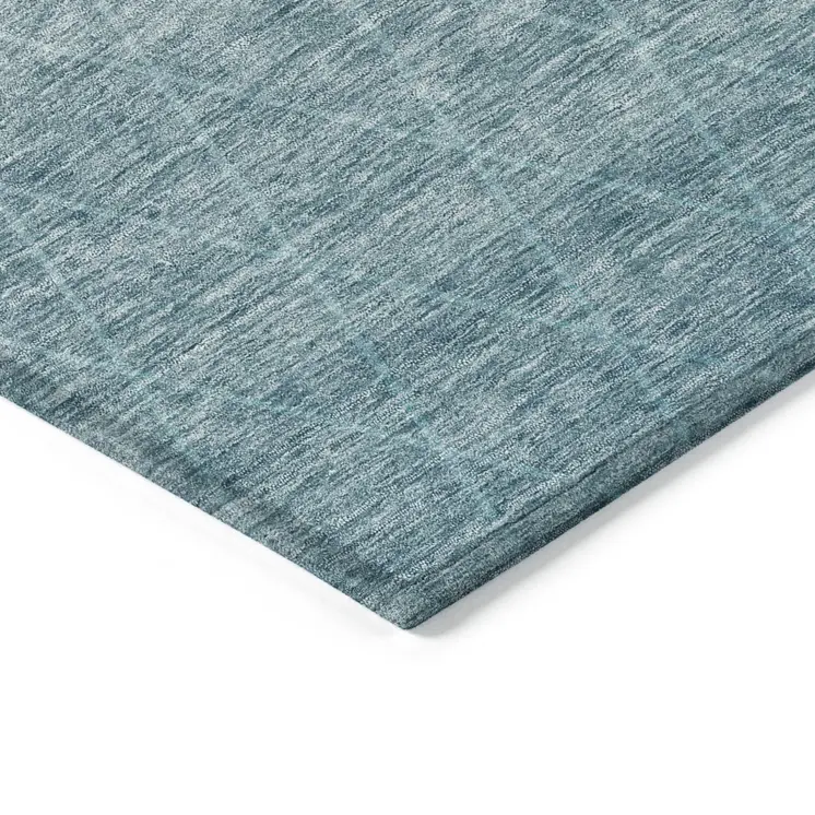 10' X 14' Teal Blue And Gray Geometric Washable Indoor Outdoor Area Rug