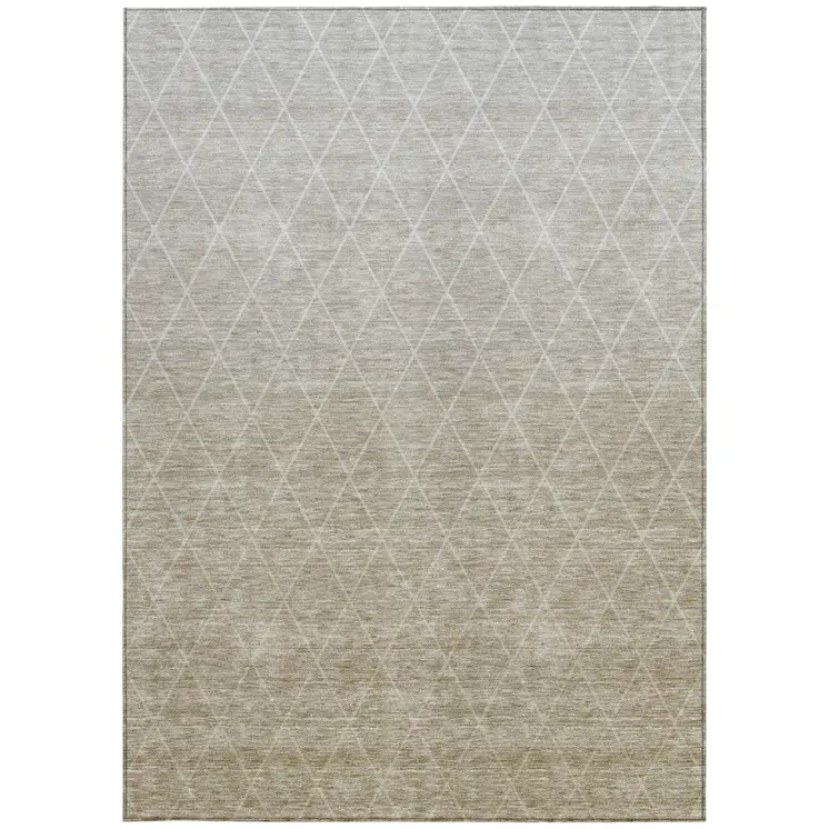 3' X 5' Taupe And Gray Geometric Washable Indoor Outdoor Area Rug