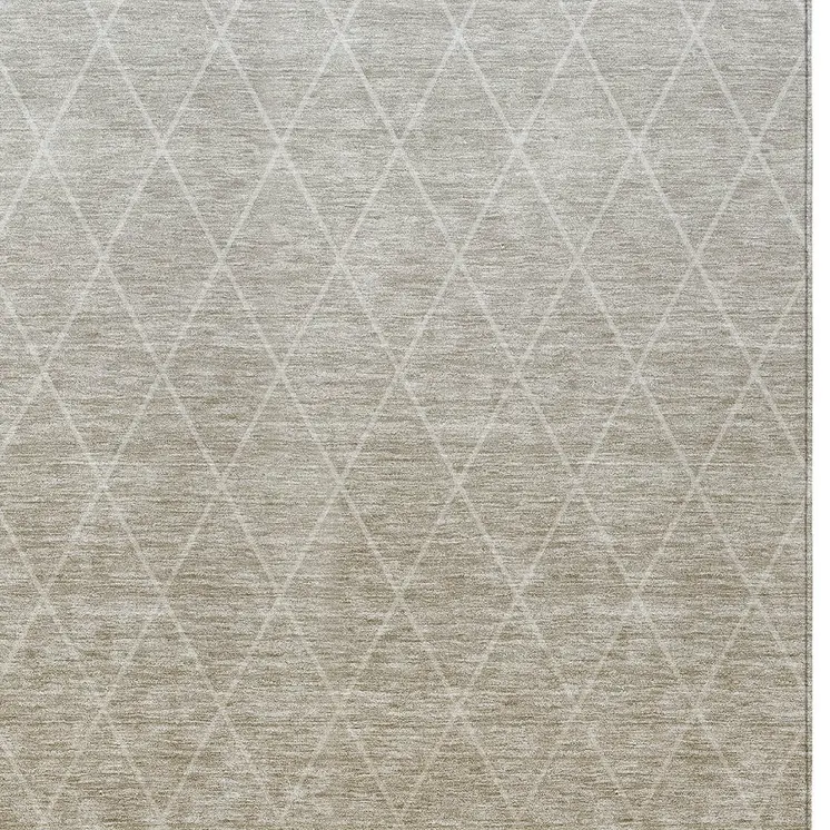 5' X 8' Taupe And Gray Geometric Washable Indoor Outdoor Area Rug