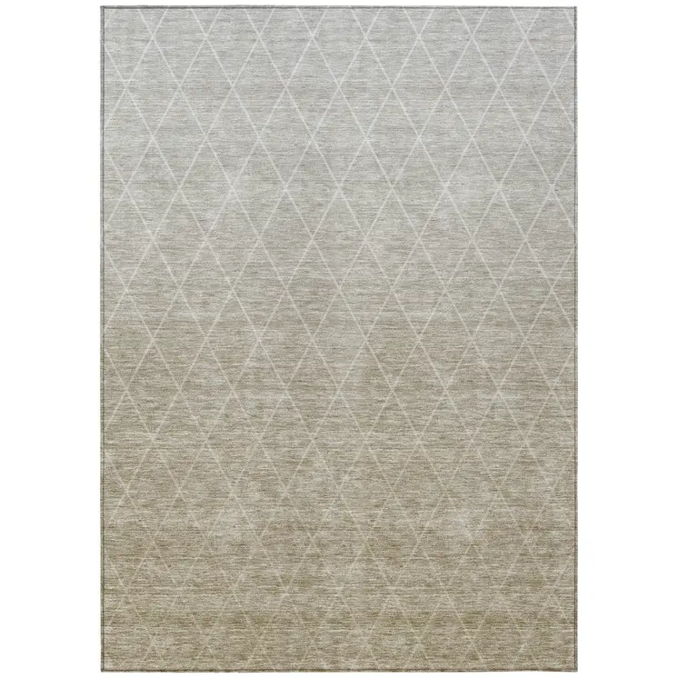 5' X 8' Taupe And Gray Geometric Washable Indoor Outdoor Area Rug