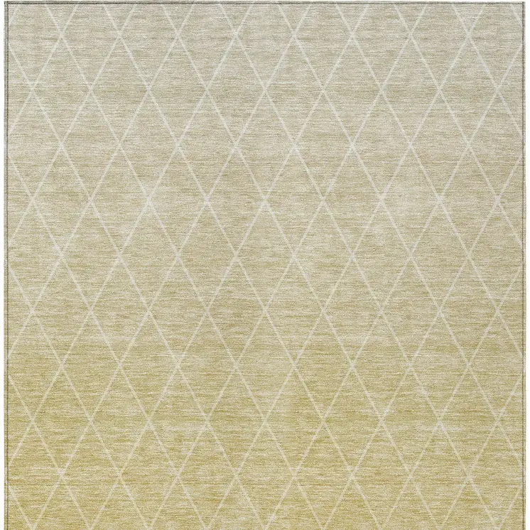 3' X 5' Wheat And Beige Geometric Washable Indoor Outdoor Area Rug