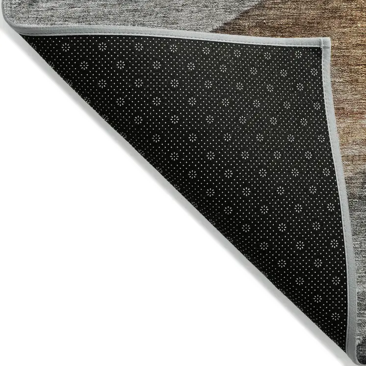 3' X 5' Khaki Black And Terra Cotta Abstract Washable Indoor Outdoor Area Rug