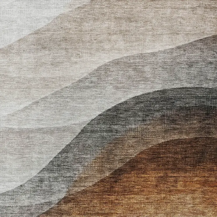 3' X 5' Khaki Black And Terra Cotta Abstract Washable Indoor Outdoor Area Rug