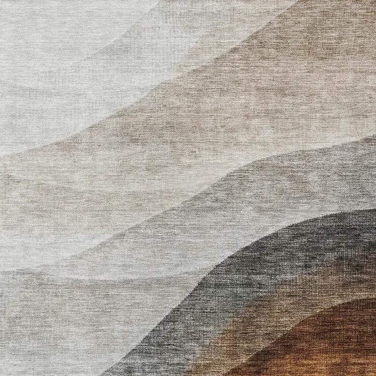 5' X 8' Khaki Black And Terra Cotta Abstract Washable Indoor Outdoor Area Rug
