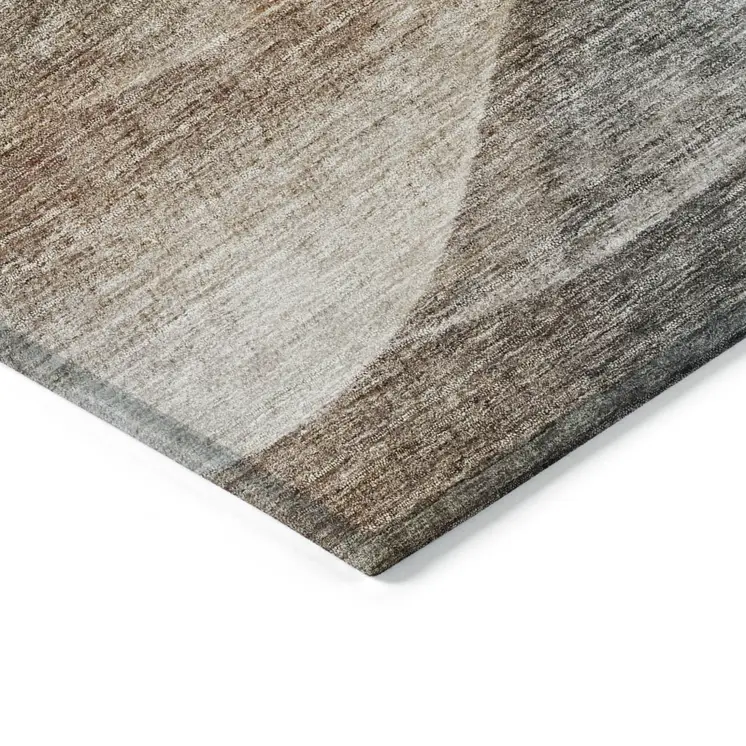 8' X 10' Khaki Black And Terra Cotta Abstract Washable Indoor Outdoor Area Rug