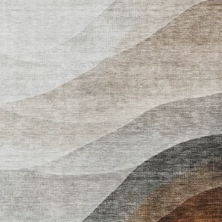 10' X 14' Khaki Black And Terra Cotta Abstract Washable Indoor Outdoor Area Rug