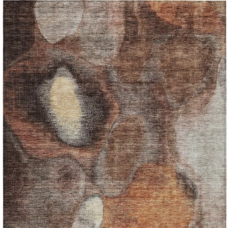8' X 10' Coffee Copper And Beige Abstract Washable Indoor Outdoor Area Rug