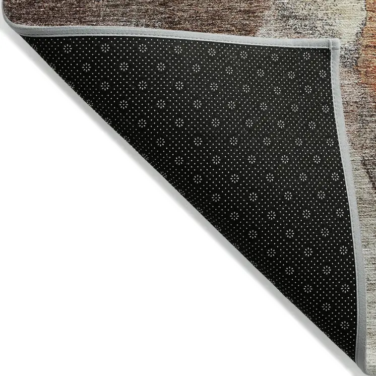 10' X 14' Coffee Copper And Beige Abstract Washable Indoor Outdoor Area Rug
