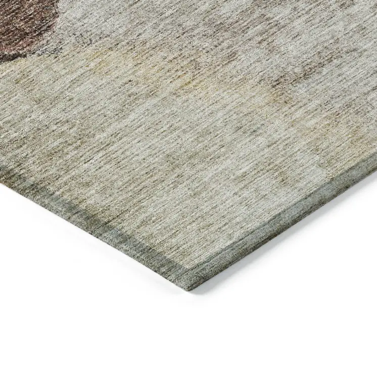 10' X 14' Coffee Copper And Beige Abstract Washable Indoor Outdoor Area Rug