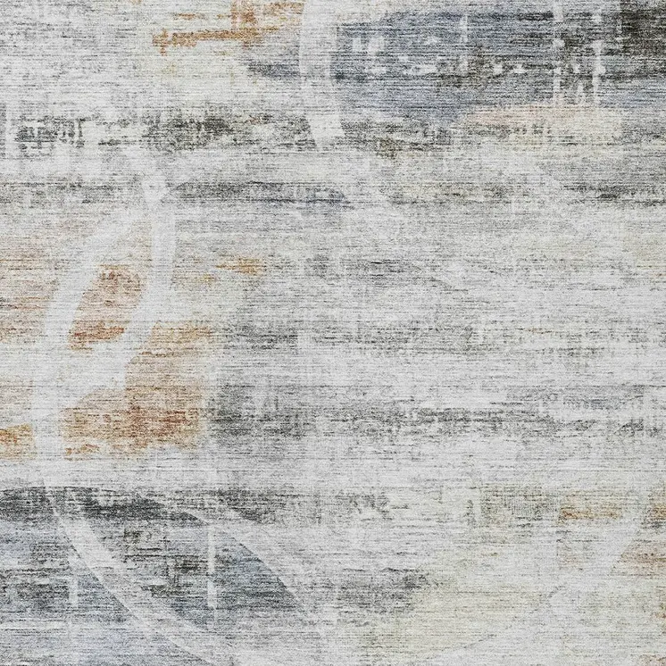 9' X 12' Silver Copper And Ivory Geometric Washable Indoor Outdoor Area Rug