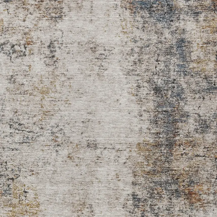 8' X 10' Ivory Blue And Copper Abstract Washable Indoor Outdoor Area Rug