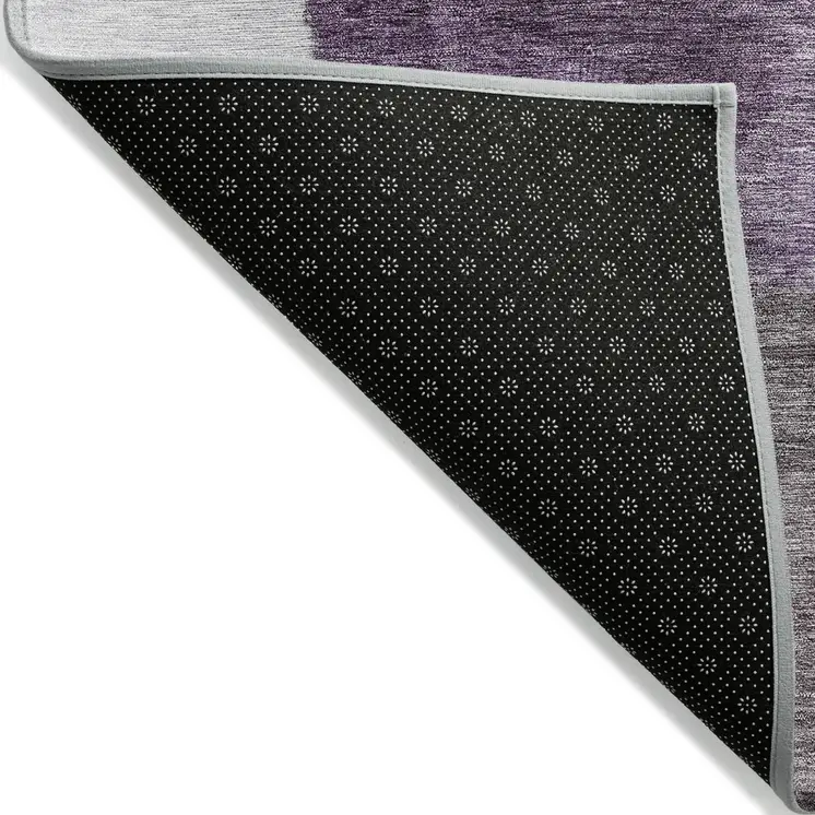 9' X 12' Eggplant Black And Lavender Geometric Washable Indoor Outdoor Area Rug