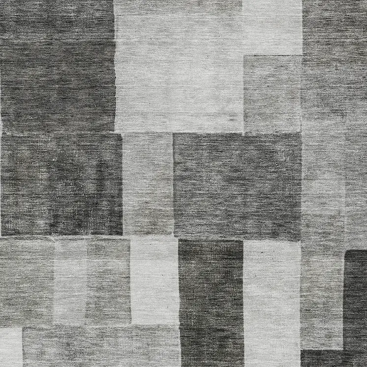 3' X 5' Pewter And Black Geometric Washable Indoor Outdoor Area Rug