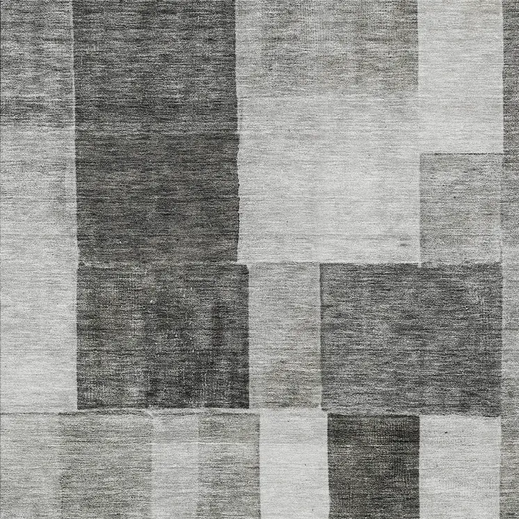 5' X 8' Pewter And Black Geometric Washable Indoor Outdoor Area Rug
