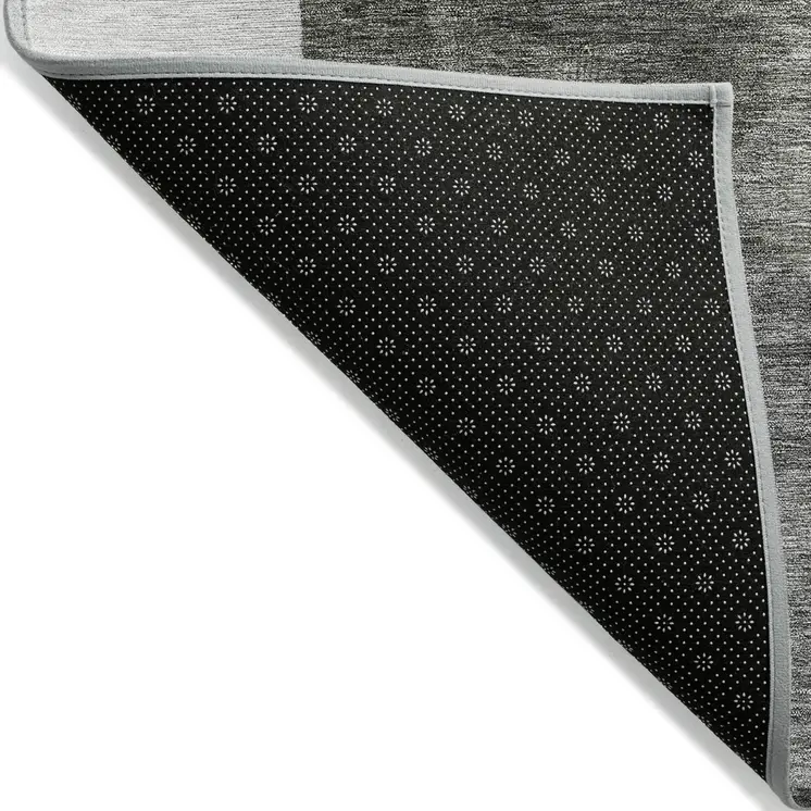 8' X 10' Pewter And Black Geometric Washable Indoor Outdoor Area Rug