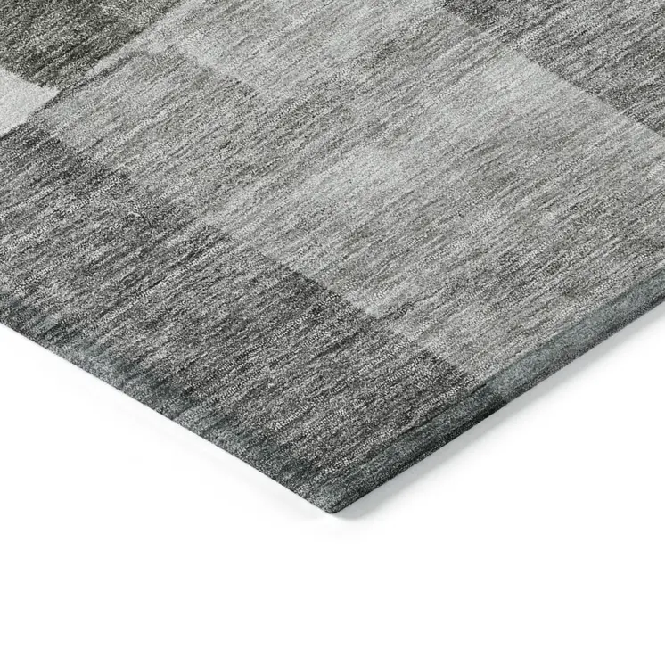 9' X 12' Pewter And Black Geometric Washable Indoor Outdoor Area Rug