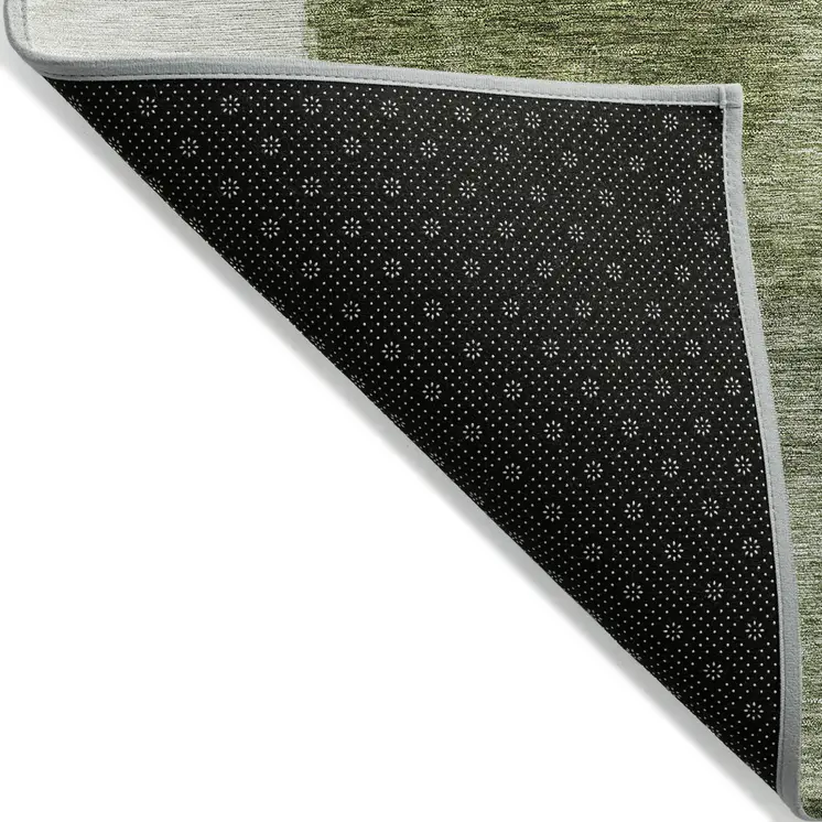 3' X 5' Sage And Fern Green Geometric Washable Indoor Outdoor Area Rug