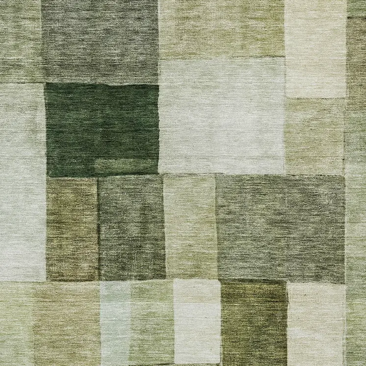 3' X 5' Sage And Fern Green Geometric Washable Indoor Outdoor Area Rug